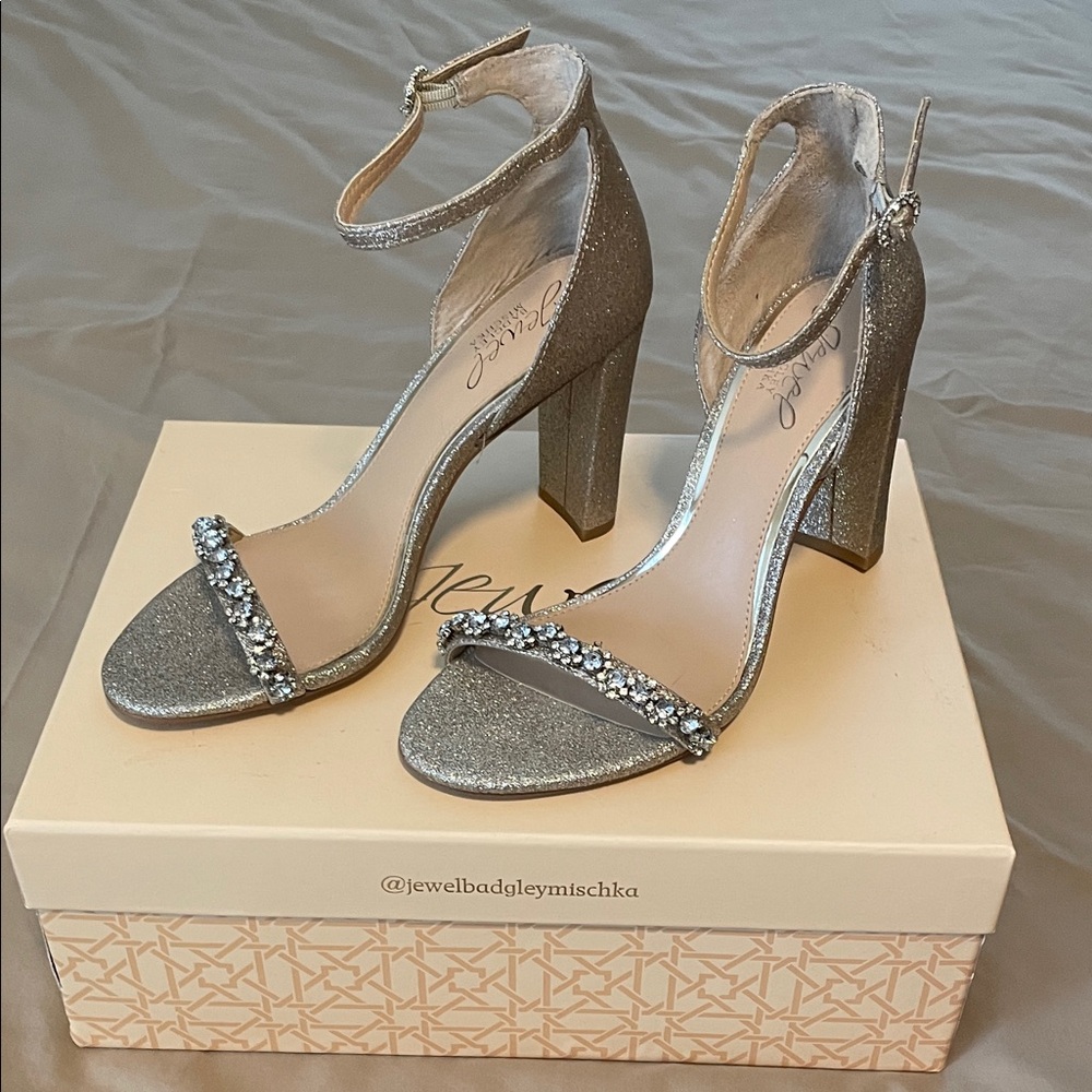 Jewel Badgley Mischka Sparkling Silver Heels